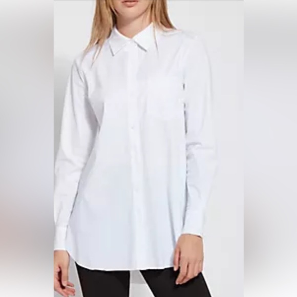 Lysse Tops - Lysse New York Schiffer sz L white tailored tunic length button down shirt